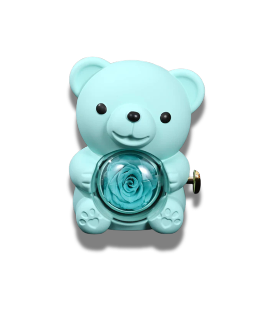 Oso de Rosas con Flor Eterna 💐-turquesa
