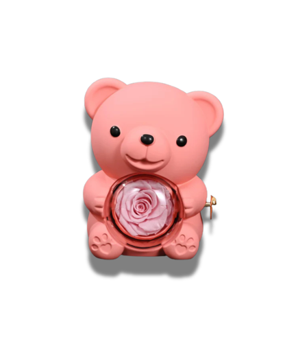 Oso de Rosas con Flor Eterna 💐-coral